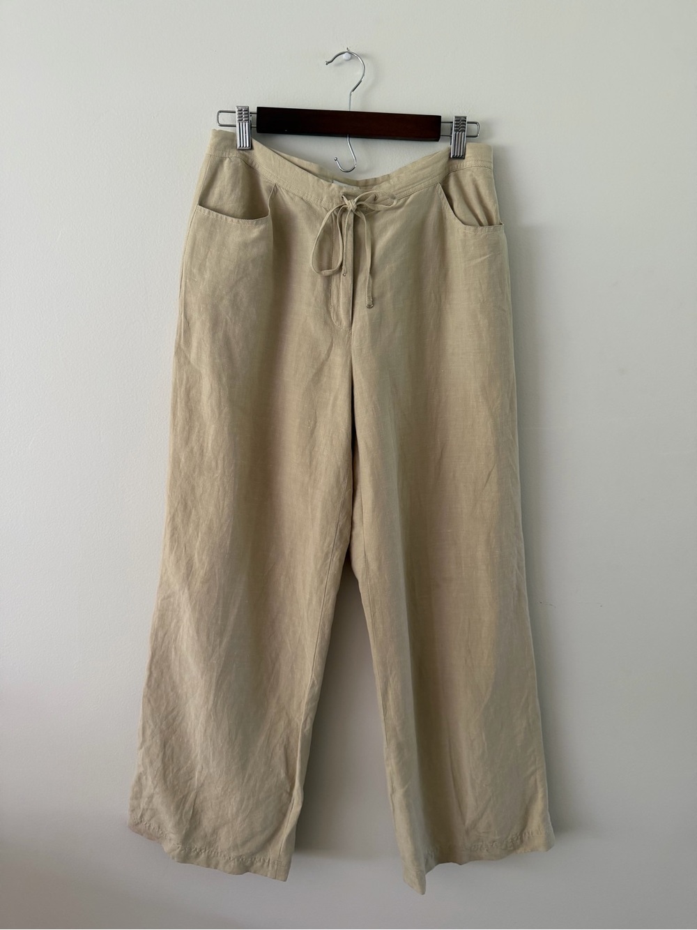 Silk Linen Quiet Luxury Capsule Minimalist 90s Coastal Wide Leg Pants Womens 8